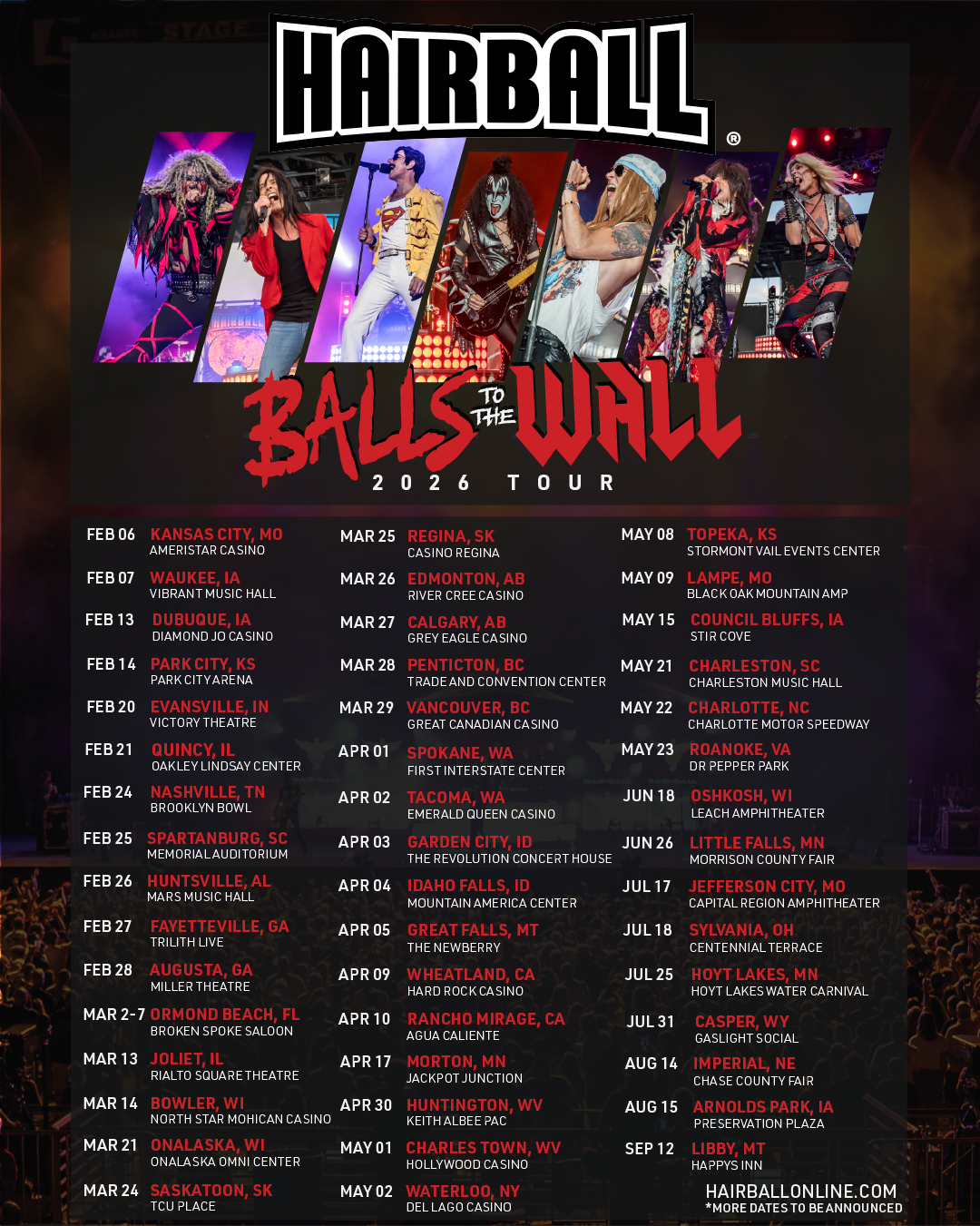 Hairball Balls to the Wall Tour Poster 2026